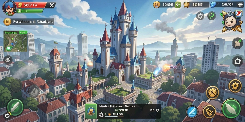 Tangkapan layar gameplay 567TV menunjukkan aksi menara pertahanan yang seru.