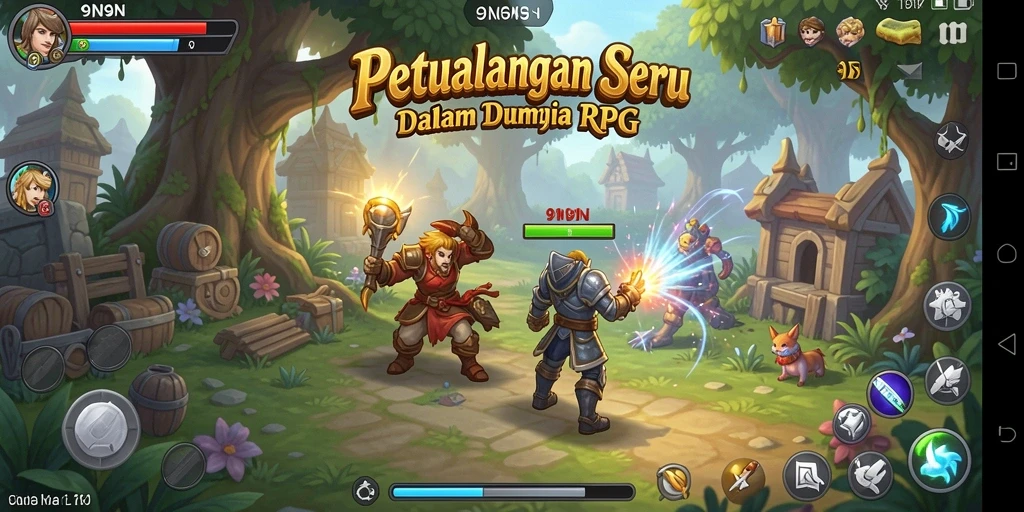 Screenshot permainan 9N9N menampilkan momen pertempuran yang seru dan grafis yang menakjubkan.