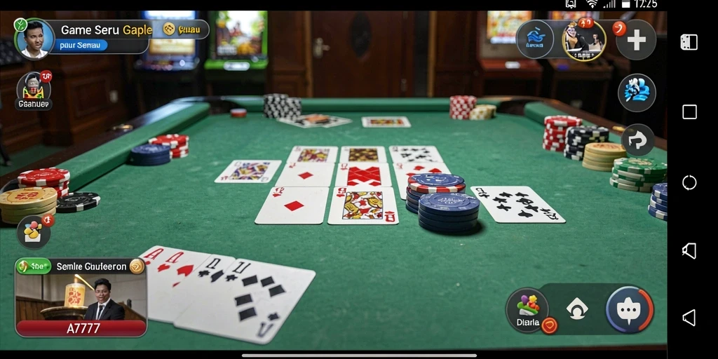 Gameplay seru Gaple dalam aplikasi A7777 dengan teman-teman.