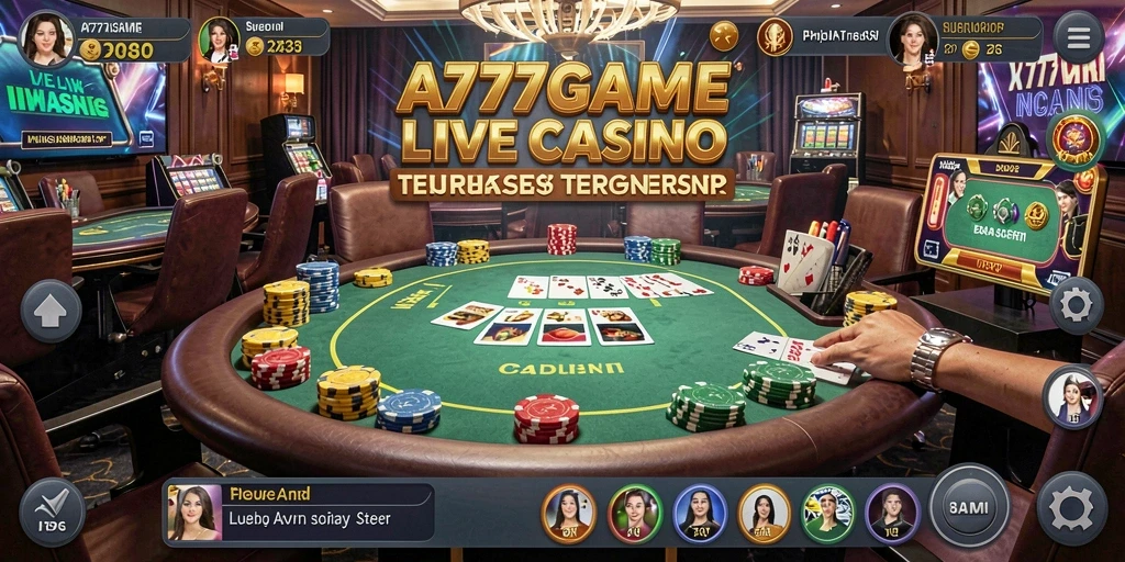 Tampilan gameplay Live Casino A777GAME yang menarik dan interaktif.