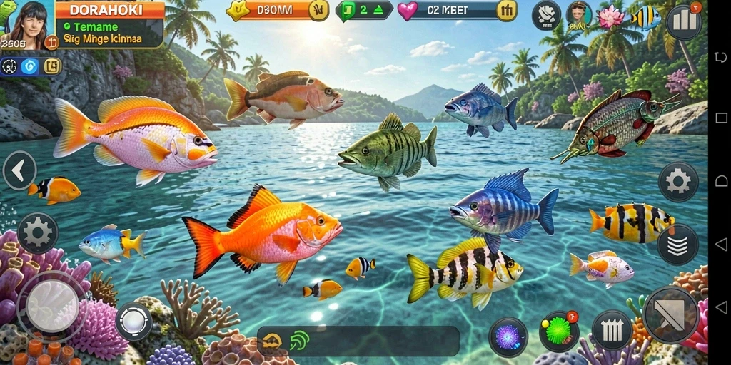 Gameplay DORAHOKI yang seru dengan aksi menembak ikan.