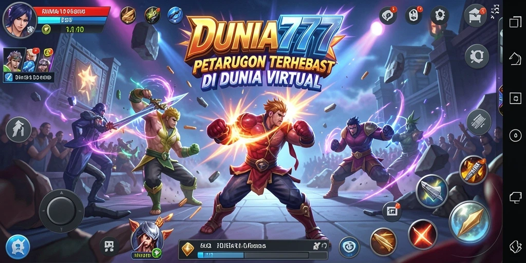 Tangkapan layar menampilkan aksi pertarungan yang intens di DUNIA777.