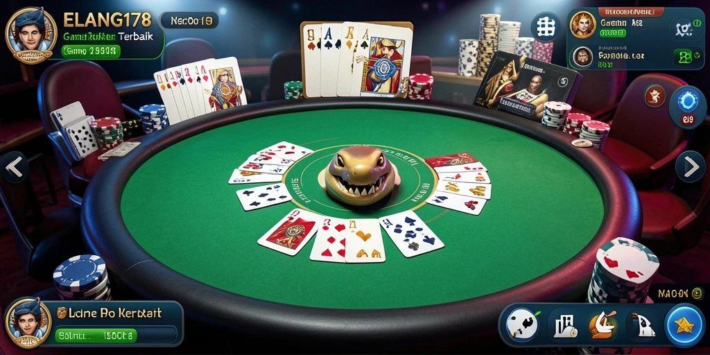 Tampilan gameplay nyata Poker di ELANG178 yang mendebarkan.