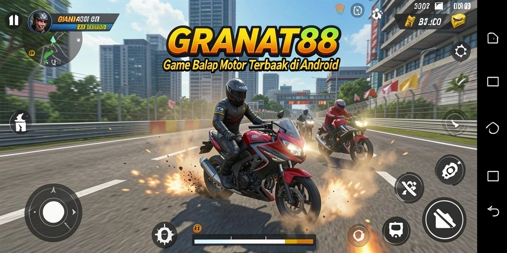 Tampilan gameplay mendebarkan dari balapan motor nyata.