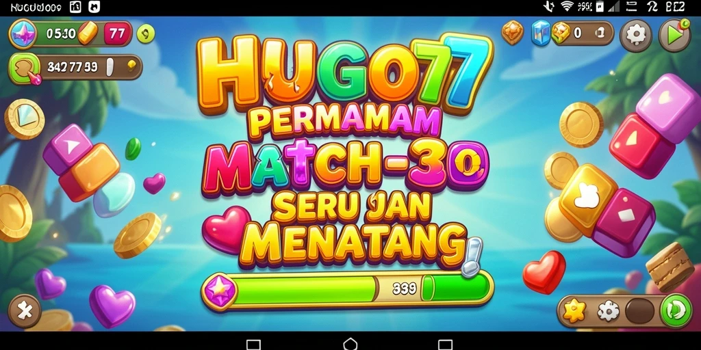 Screenshot HUGO77 menampilkan gameplay Match-3 yang menarik.