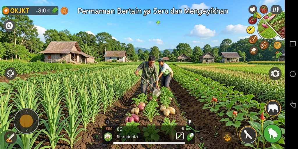 Gameplay seru bertani di OKJKT dengan berbagai tanaman.