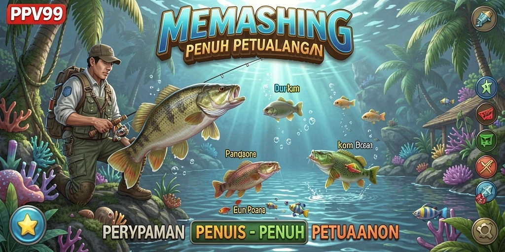 Screenshot menampilkan aksi memancing yang seru dalam PPV99.