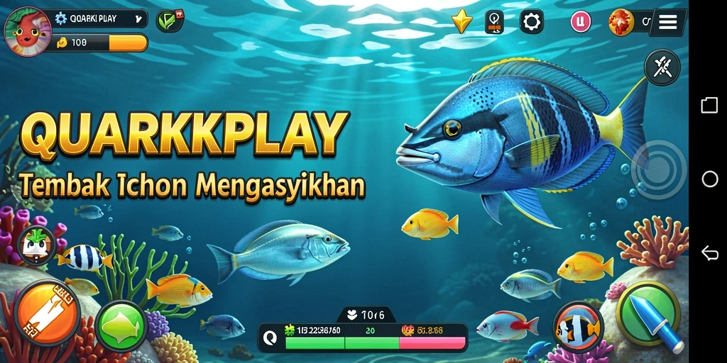 Tampilan menarik dari gameplay Tembak Ikan di QUARKPLAY.