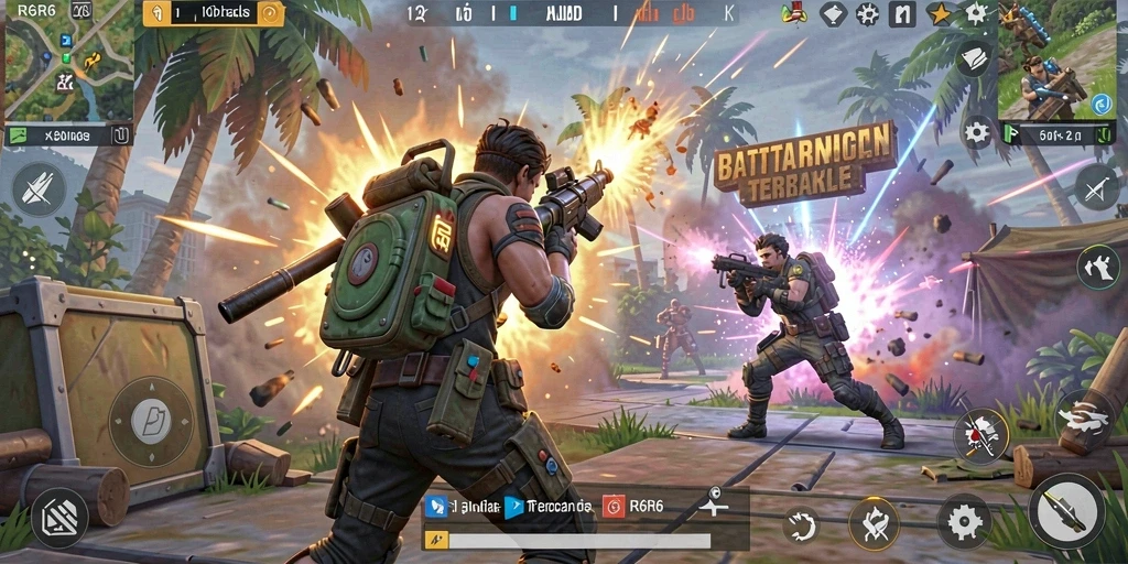 Screenshot R6R6 menampilkan aksi seru dalam pertempuran Battle Royale.