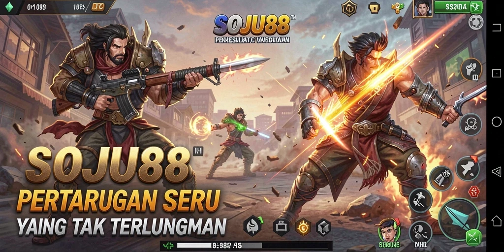 Tangkapan layar gameplay SOJU88 yang menampilkan pertarungan epik.