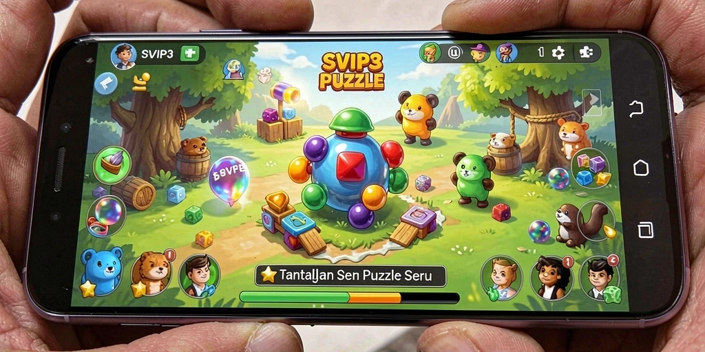 Screenshot gameplay SVIP3 menampilkan tantangan puzzle menarik.